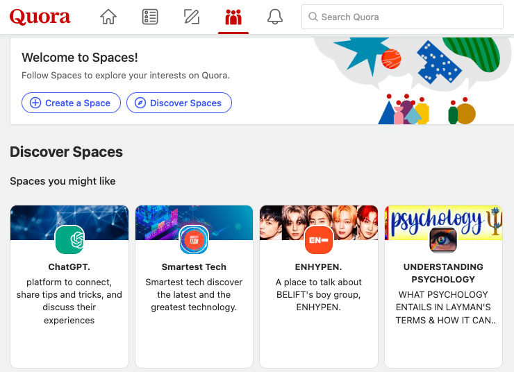 quora main page