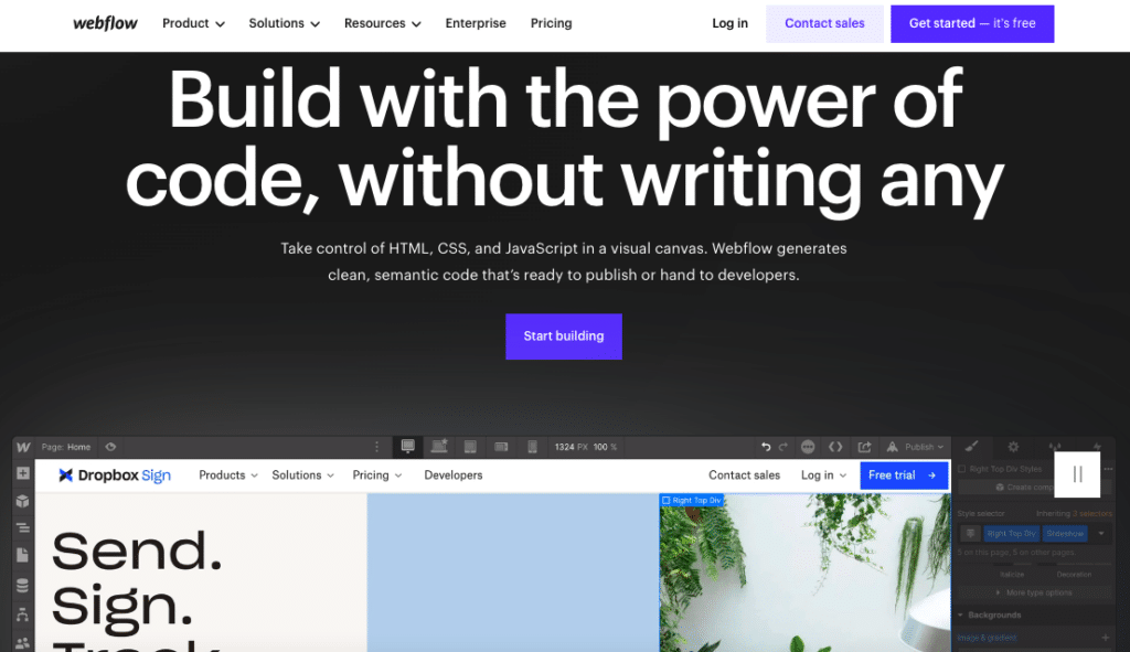 webflow mainpage