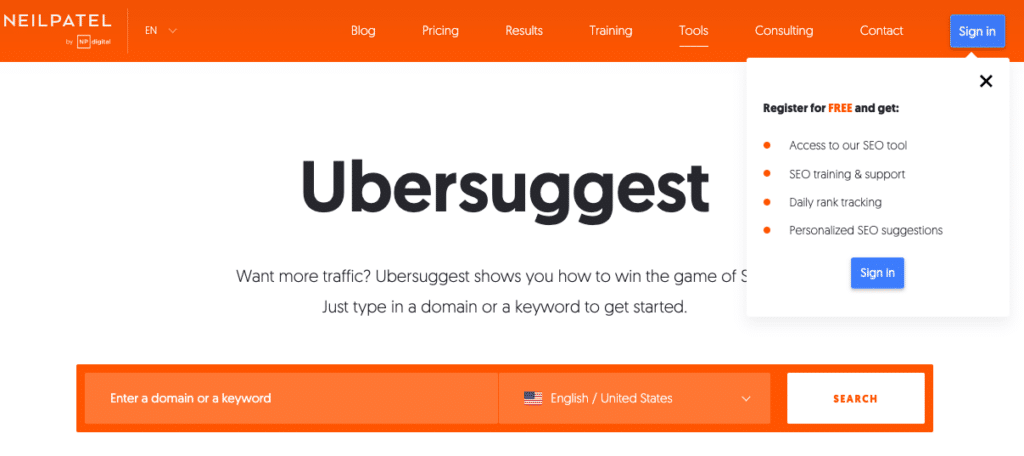 ubersuggets page