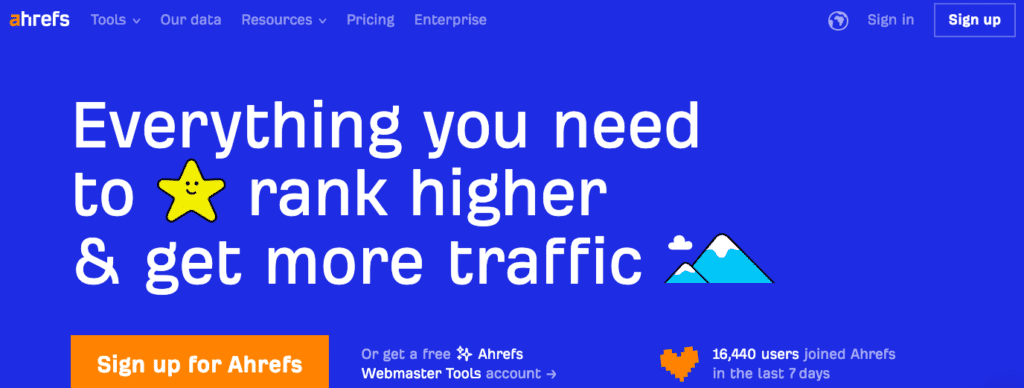 ahrefs mainpage
