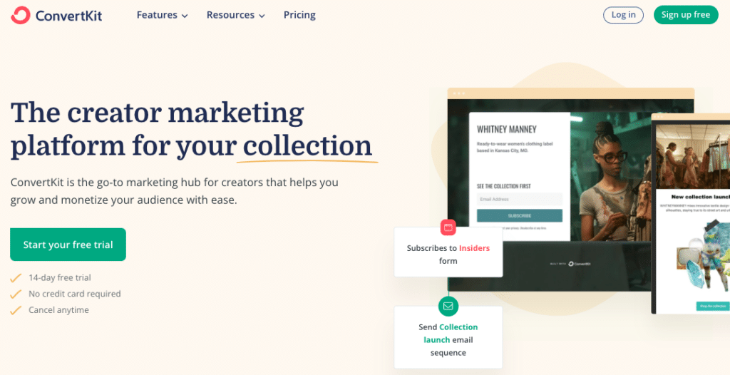 Convertkit mainpage
