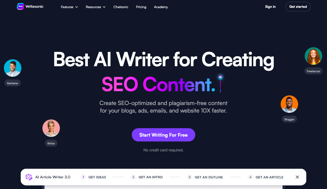 writesonic mainpage